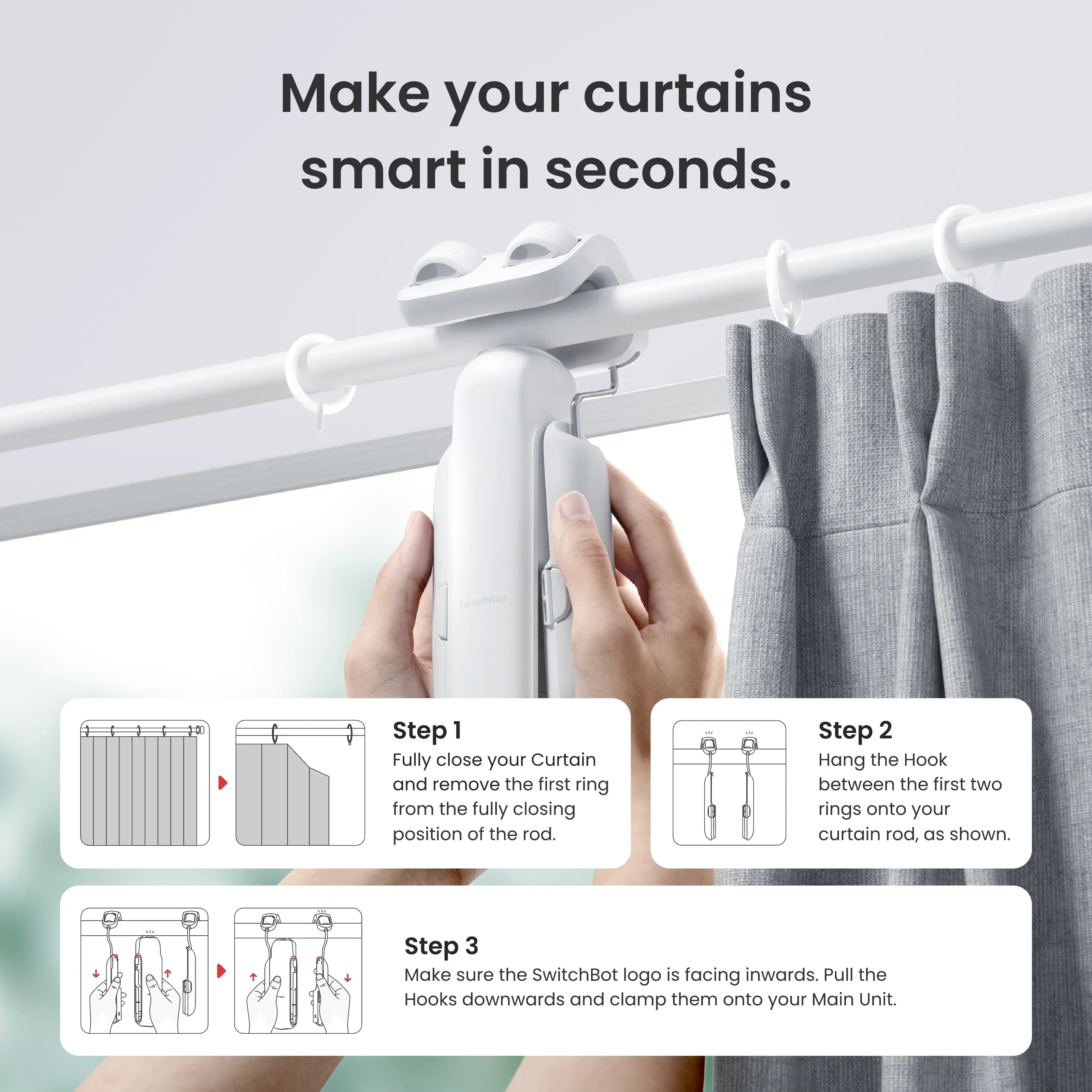 SwitchBot Curtain 3 Rod Type 1 Solar Combo